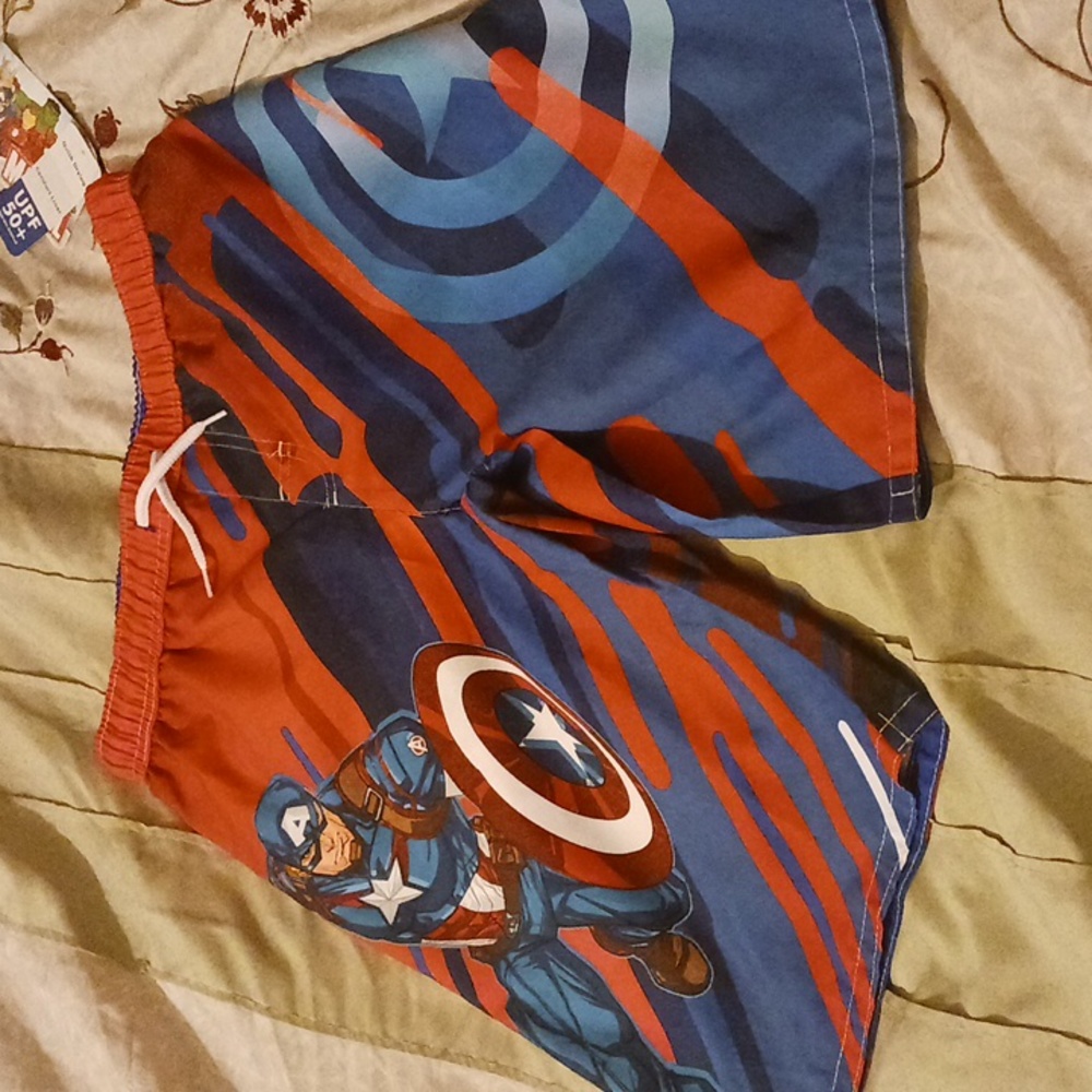 Boys Marvel Captain America Swim Trucks